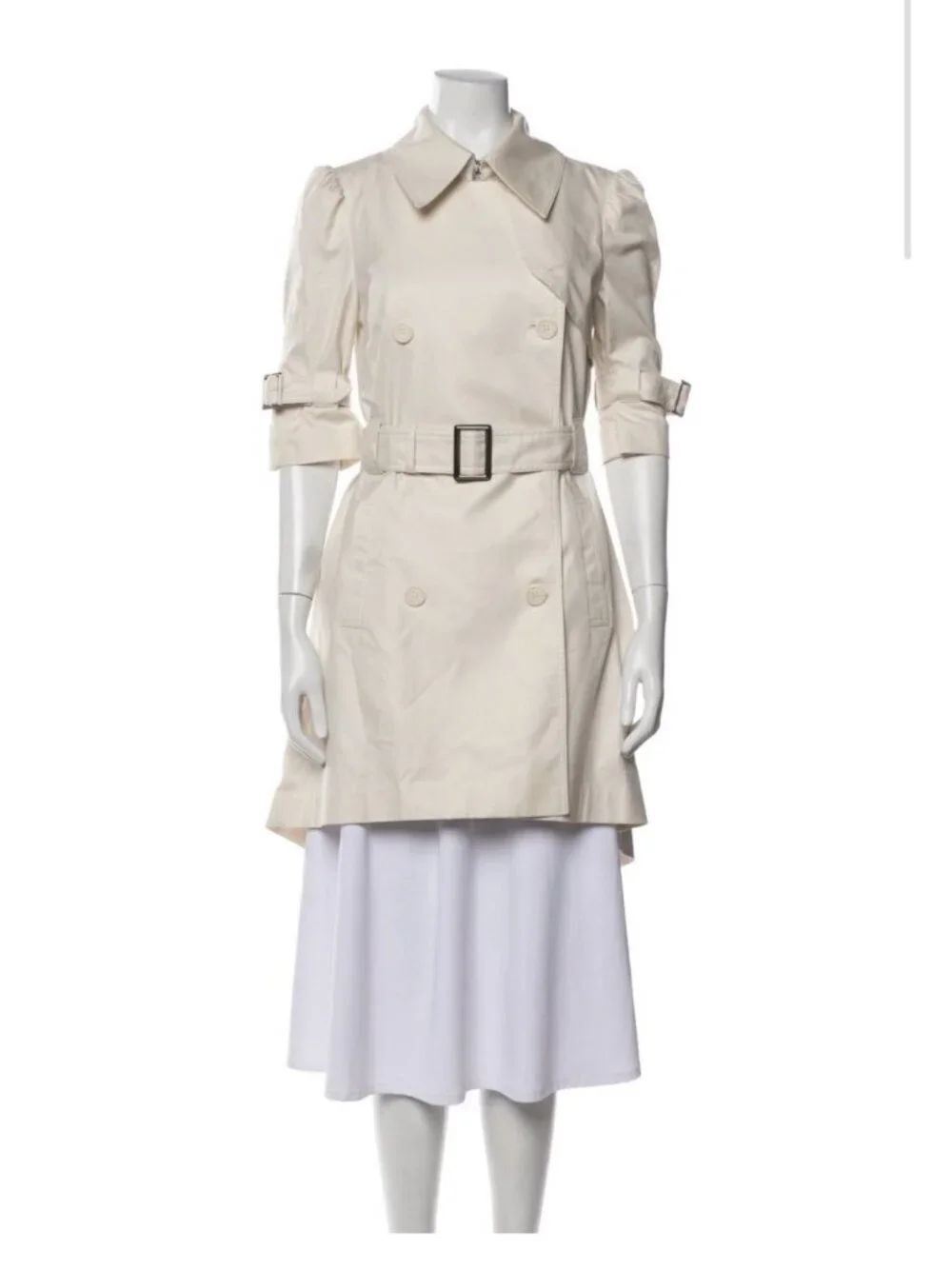 yaya Authentic solid bone white belted trench coat Cotton Medium